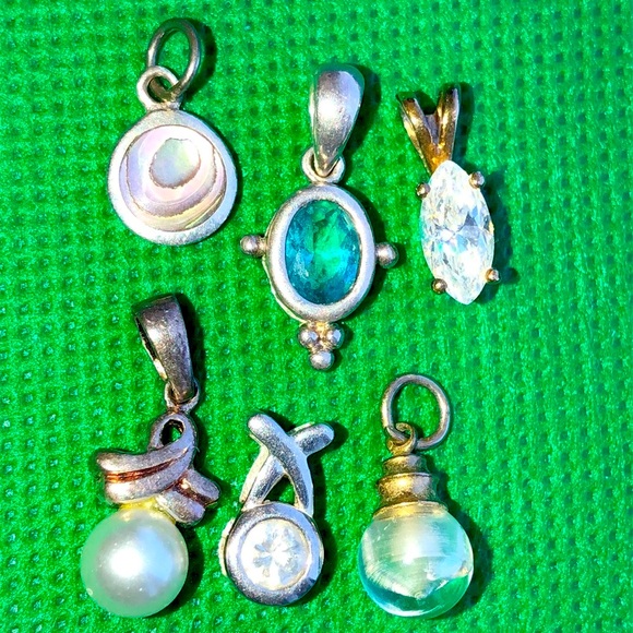 5 sterling silver +1 free charm pendant lot Mop CZ - Picture 4 of 4
